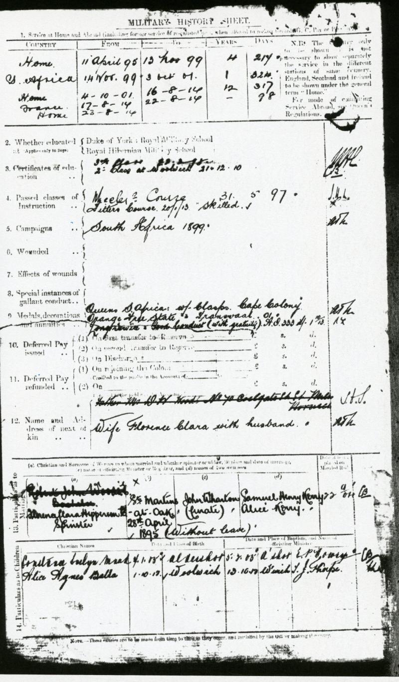 Queens South Africa Medal To Bombr Wheeler Robert John Woods, Royal Field Artillery