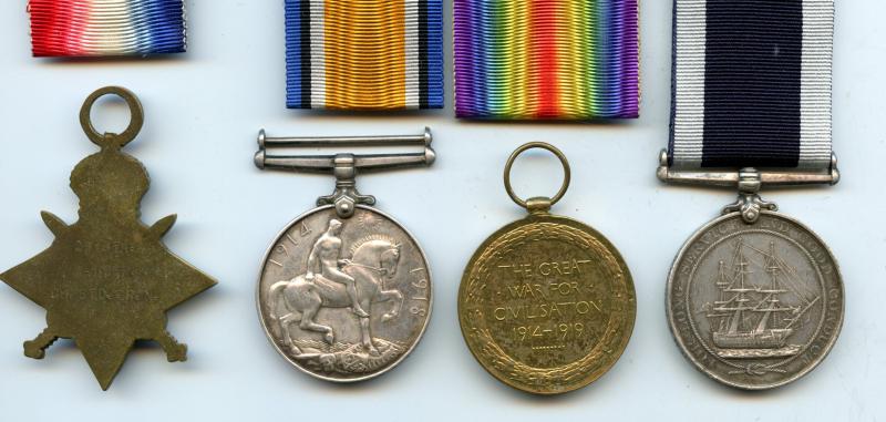 WW1 Trio & Navy Long Service Medal Group To Chief Stoker William Keep, HMS Berwick