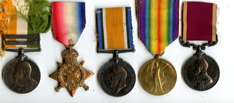 Boer War KSA Medal with Mons 1914 Trio & Long Service Group To Battery Sergeant Major Edmond Cook, Royal Field Artillery