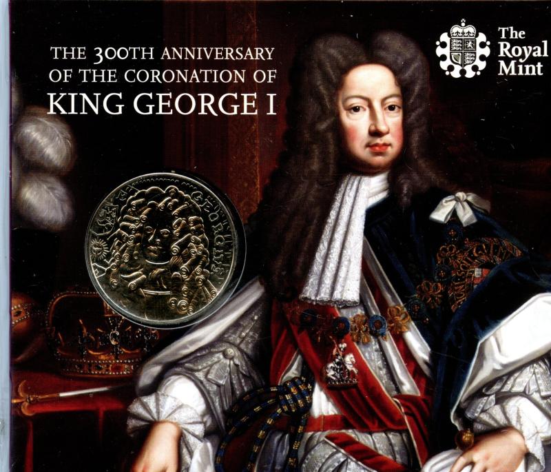Alderney 2014 King George I 300th Anniversary Brilliant Uncirculated £5 Coin