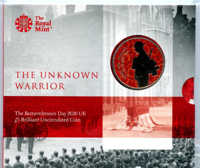 UK 2020 The Unknown Warrior Brilliant Uncirculated £5 Coin