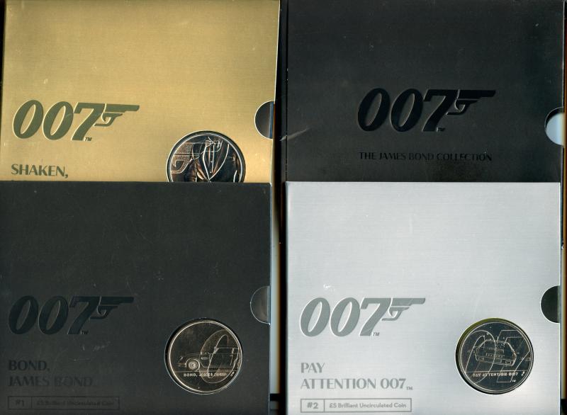 UK Royal Mint 2020 James Bond - Complete set of 3 Brilliant Uncirculated £5 coins