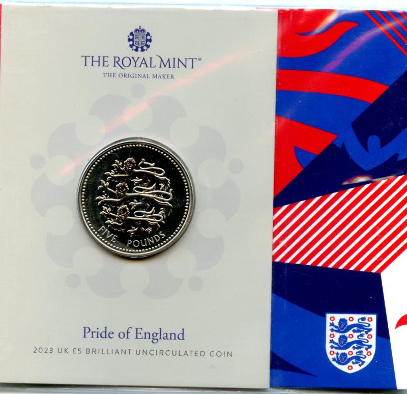 UK Royal Mint 2023 Pride of England Brilliant Uncirculated £5 Coin