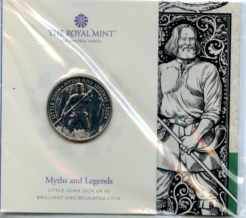 UK Royal Mint 2024 Myths and Legends Little John Brilliant Uncirculated £5 Coin