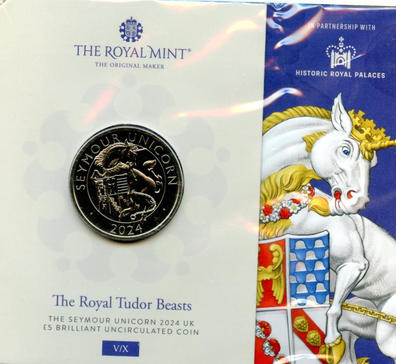 UK Royal Mint 2024 The Queen's Beasts The Seymour Unicorn Brilliant Uncirculated £5 Coin