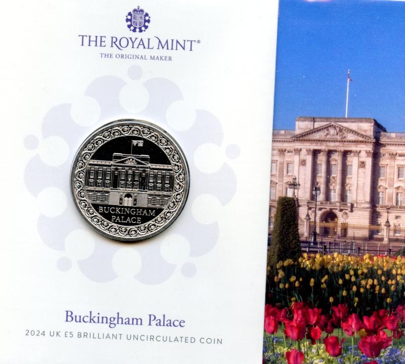 UK Royal Mint 2024 Buckingham Palace Brilliant Uncirculated £5 Coin
