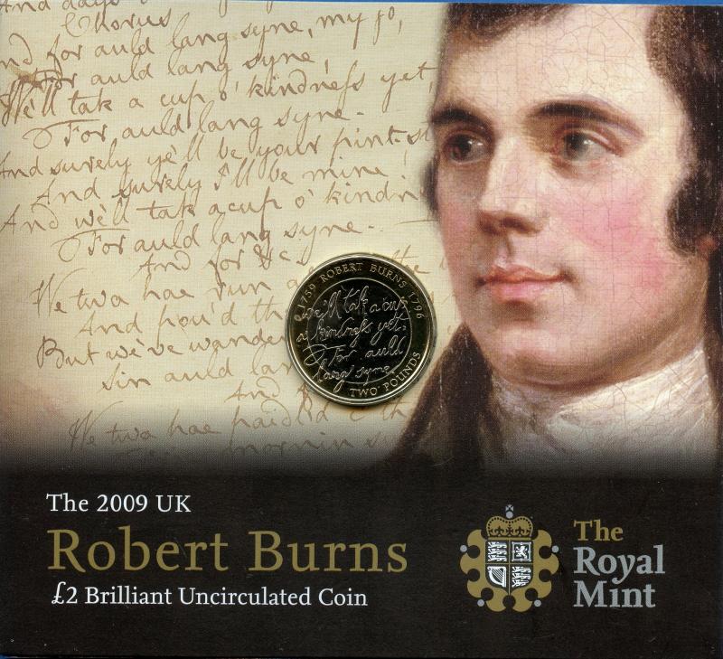 UK 2009 Brilliant Uncirculated Robert Burns Commemorative £2 Coin