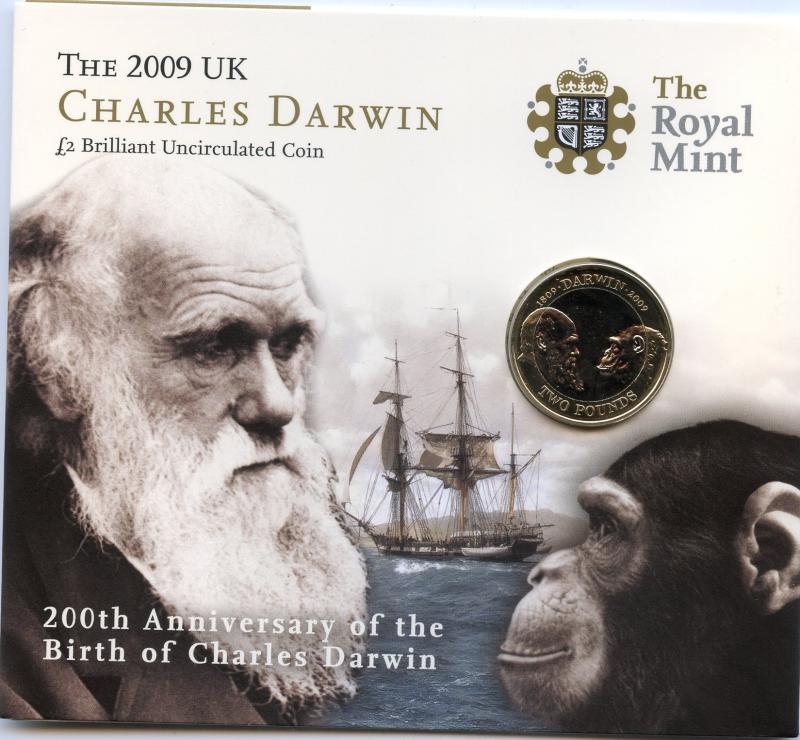UK 2009 Brilliant Uncirculated Charles Darwin Commemorative £2 Coin