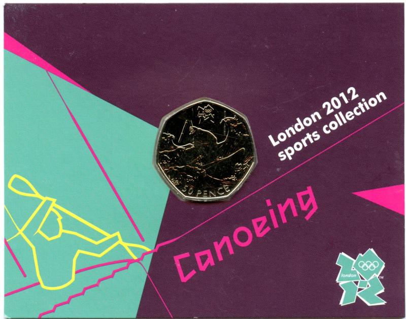 UK 2011 London 2012 Uncirculated Olympic 50p 8/29 Canoeing