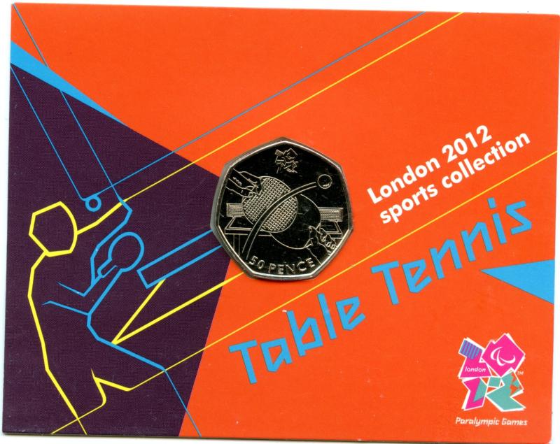 UK 2011 London 2012 Uncirculated Olympic 50p 22/29 Table Tennis