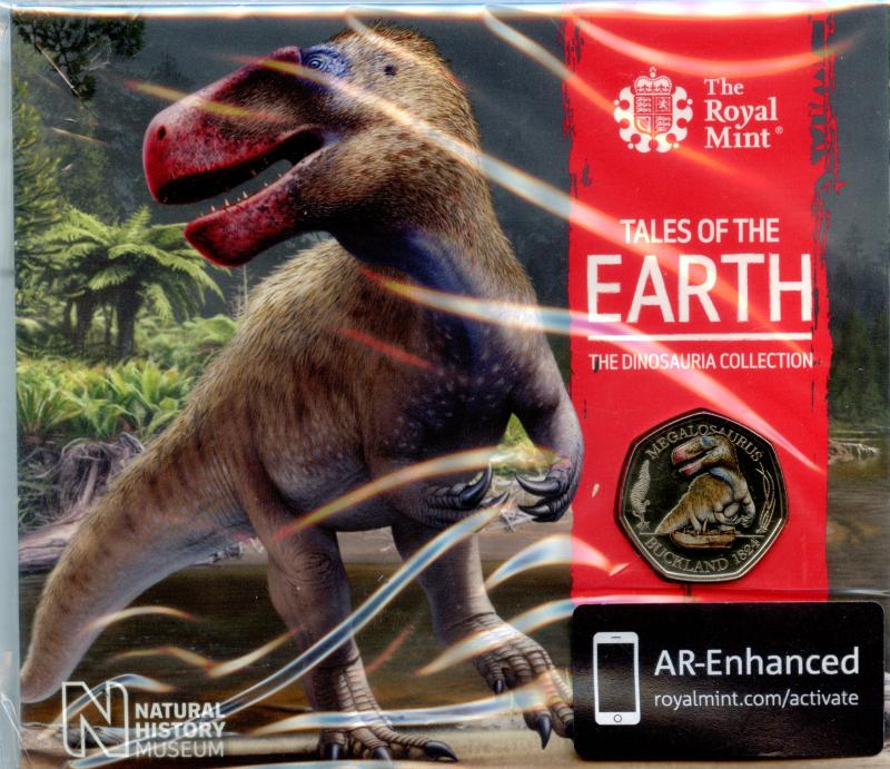 UK 2020 The Dinosauria Collection Megalosaurus Coloured Brilliant Uncirculated 50 Pence Coin