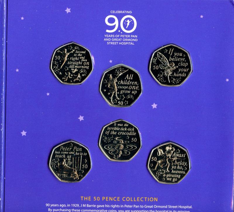 2019 Isle of Man Peter Pan Brilliant Uncirculated 50 Pence Collection