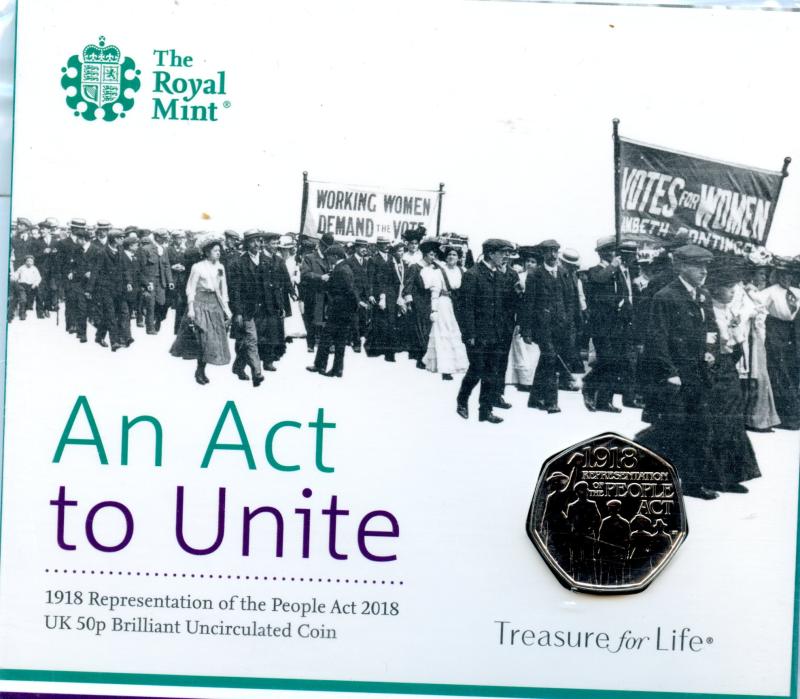 UK 2018 Representation of the Peoples Act Brilliant Uncirculated 50 Pence Coin