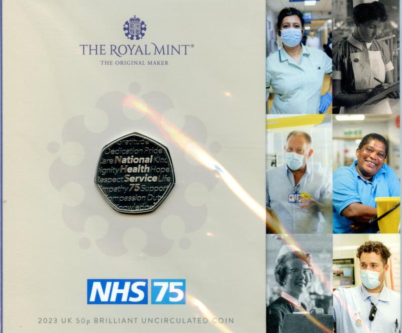 UK 2023 75 Years of the NHS Anniversary Coin Brilliant Uncirculated 50 Pence Coin