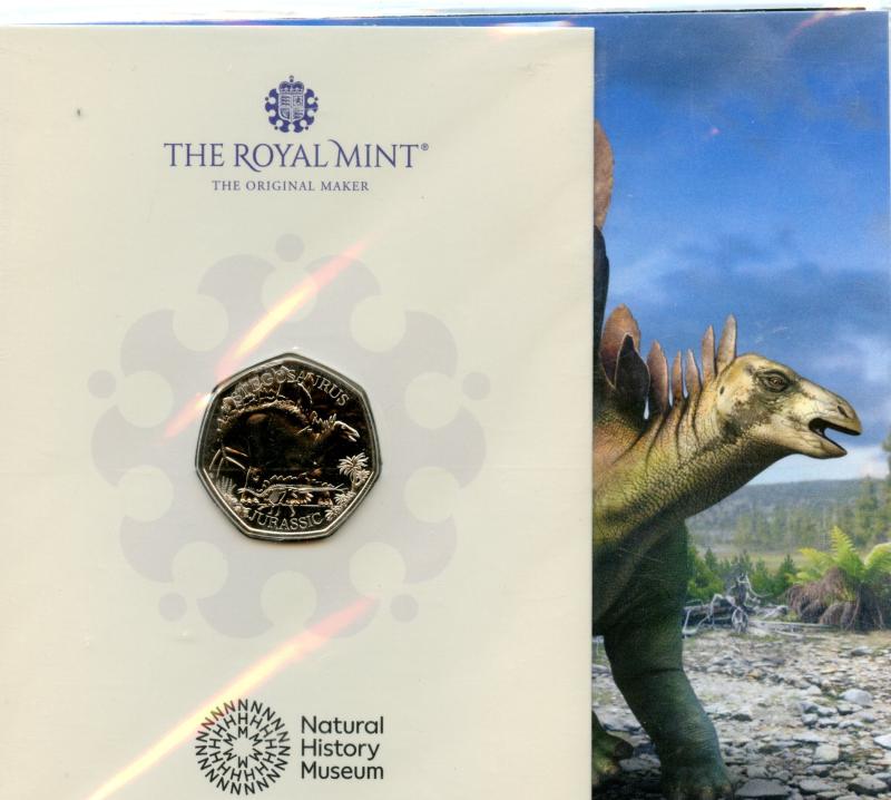 UK 2024 Natural History Museum Stegosaurus Brilliant Uncirculated 50 Pence Coin