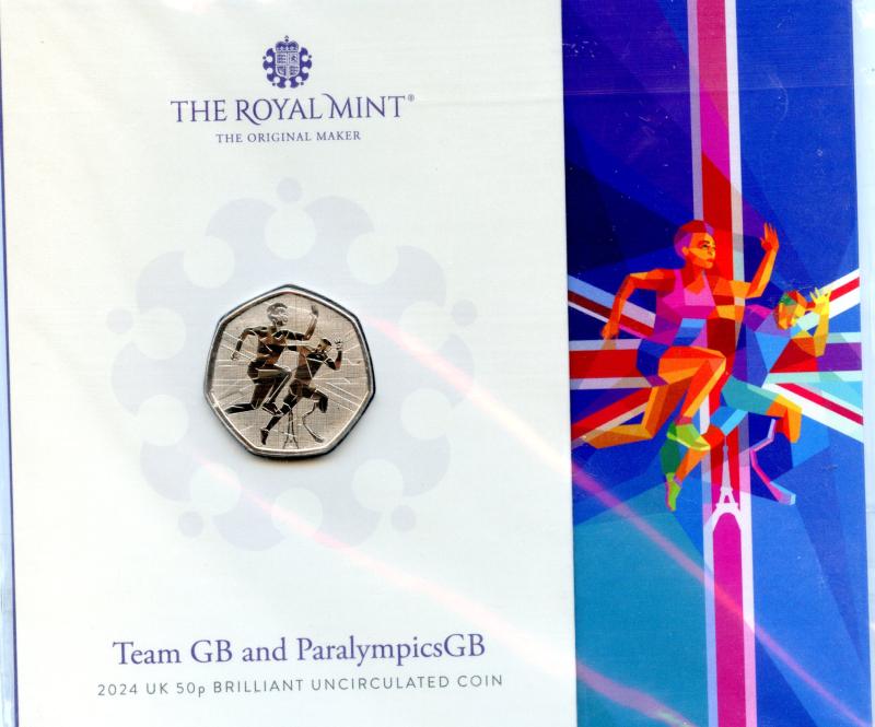 UK 2024 Team GB and Paralympics Brilliant Uncirculated 50 Pence Coin
