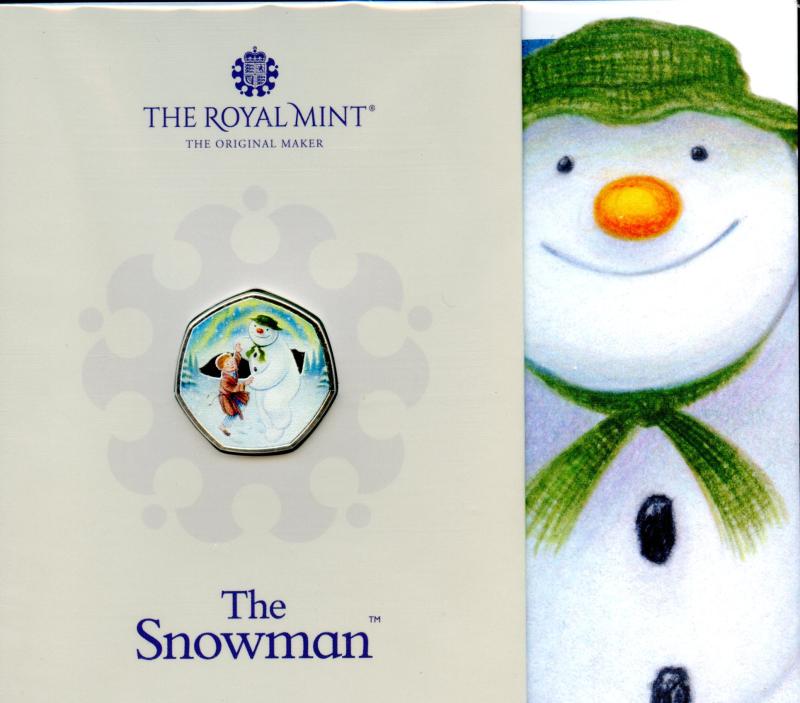 UK 2023 The Snowman Brilliant Uncirculated Coloured 50 Pence Coin