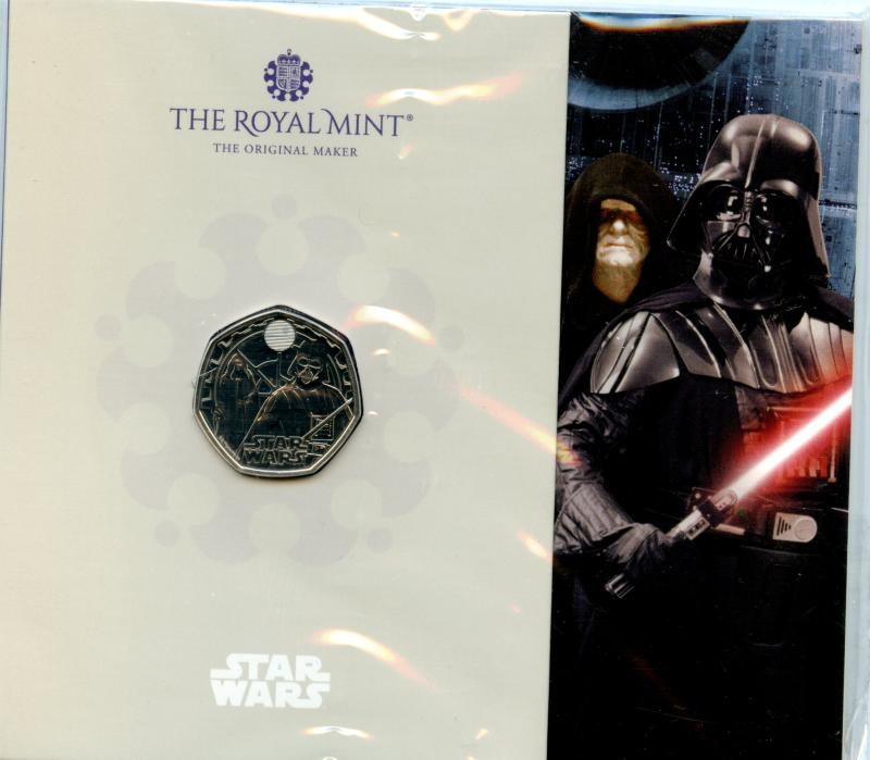 UK 2023 Star Wars Enter The Dark Side Darth Vader Brilliant Uncirculated 50 Pence Coin