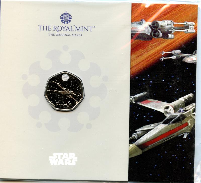 UK 2024 Star Wars Legendary Starfighter X- Wing Brilliant Uncirculated 50 Pence Coin