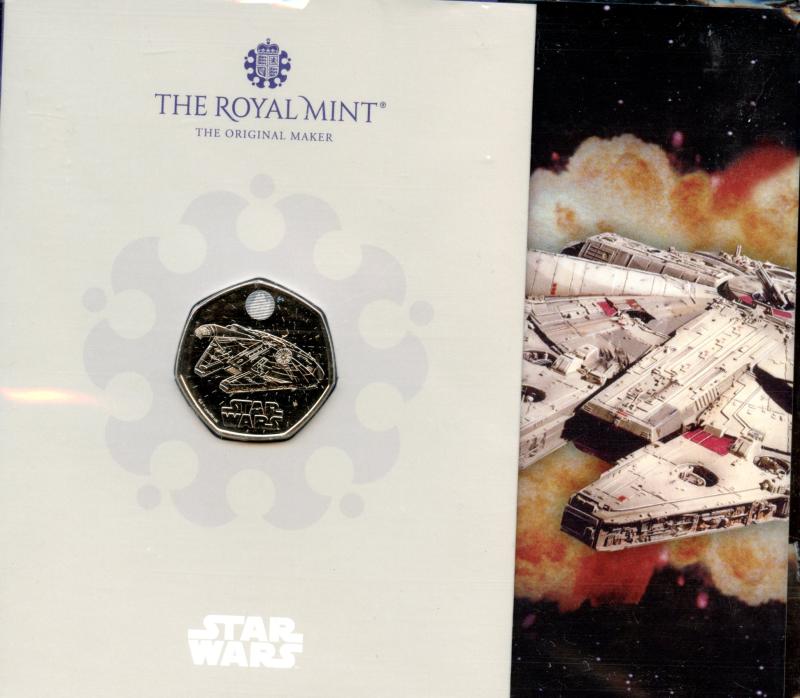 UK 2024 Star Wars The Millennium Falcon Brilliant Uncirculated 50 Pence Coin