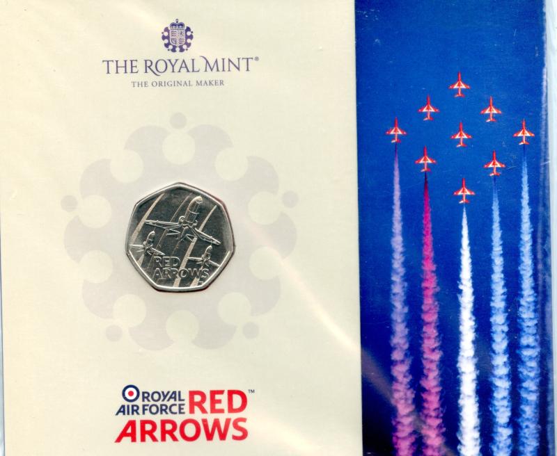 UK 2025 Red Arrows Brilliant Uncirculated 50 Pence Coin
