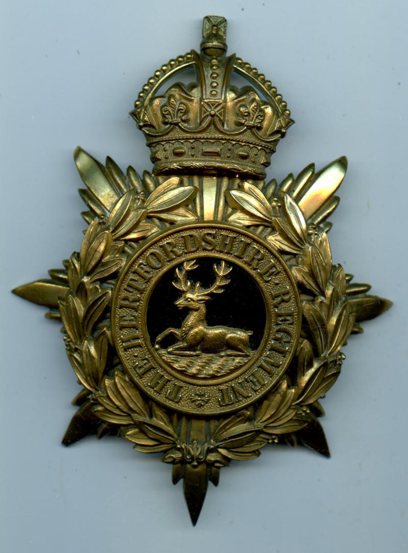 Hertfordshire Regiment Officer’s Helmet Gilt Plate Badge
