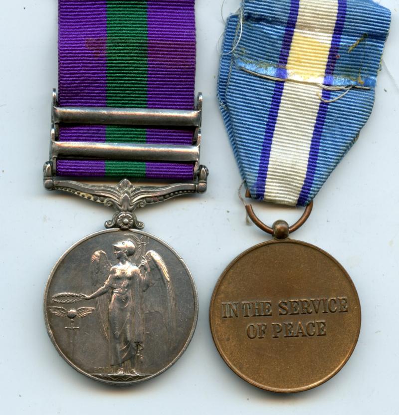 General Service Medal 2 Clasps & UN Cyprus Medal To Pte J Nutting, Highland Light Infantry