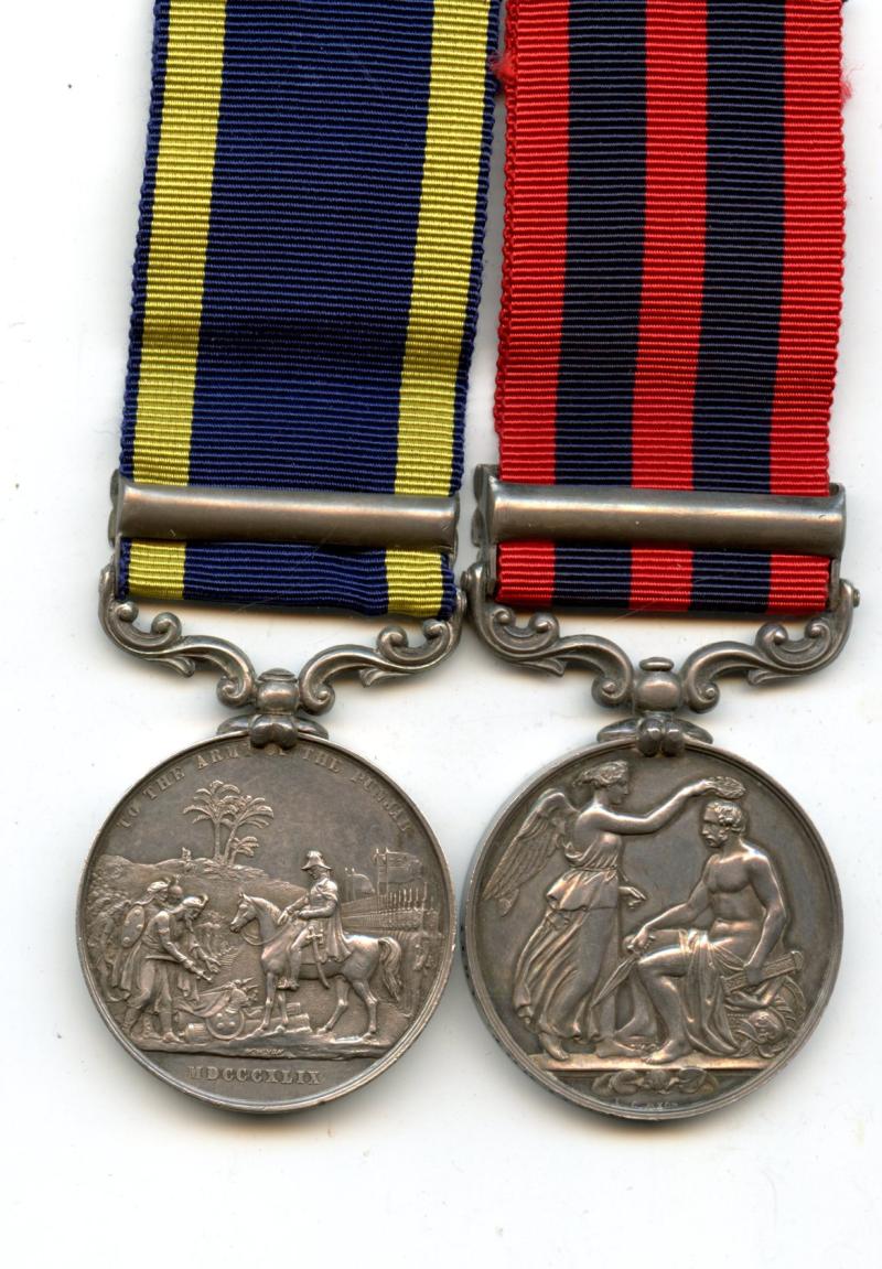 Indian General Service Medal 1854 and Punjab Medal 1849 to Assistant Surgeon John Henry Wilmott, 1st Company 4th Bn Artillery