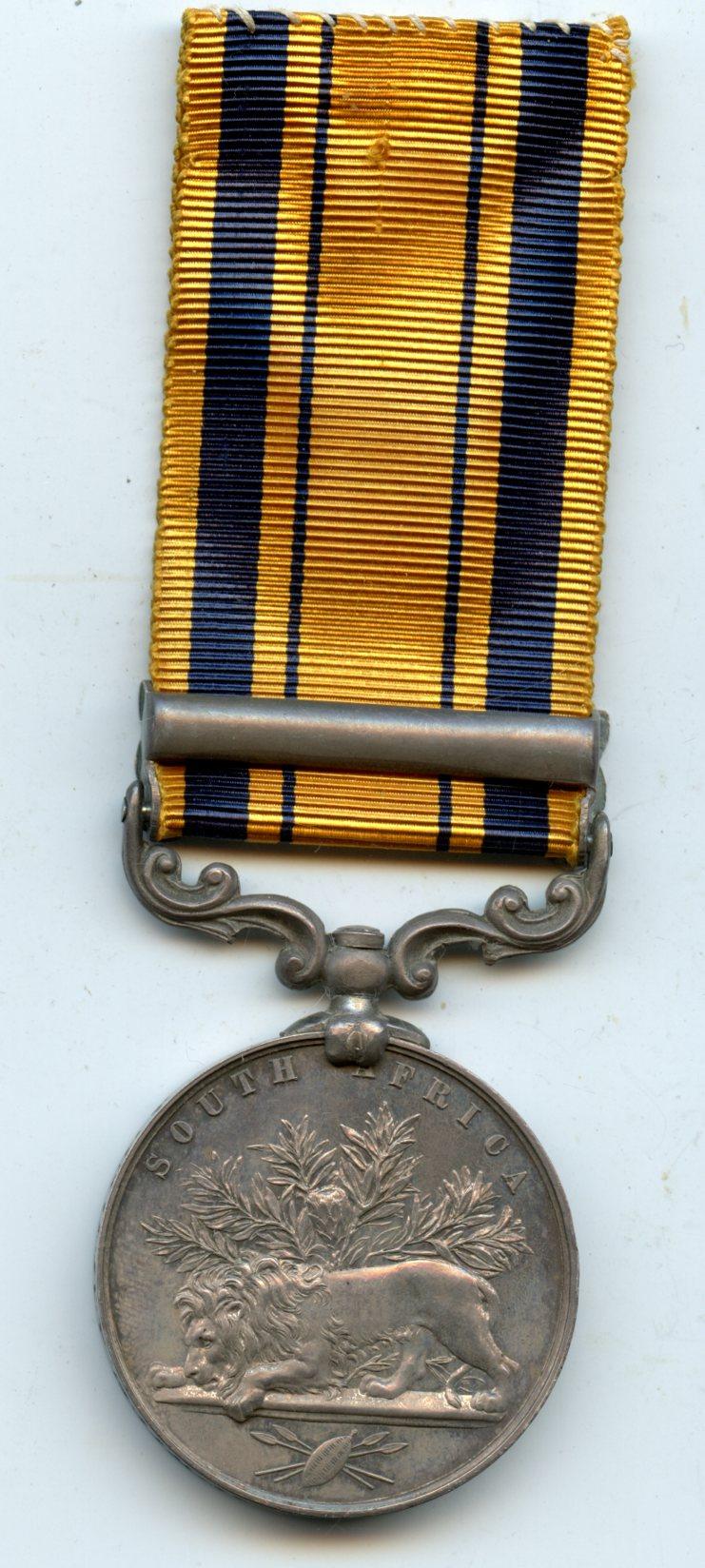 South Africa medal (Zulu war). Clasp 1878-79 to Surgeon Major J. Fitzmaurice, Army Medical Department