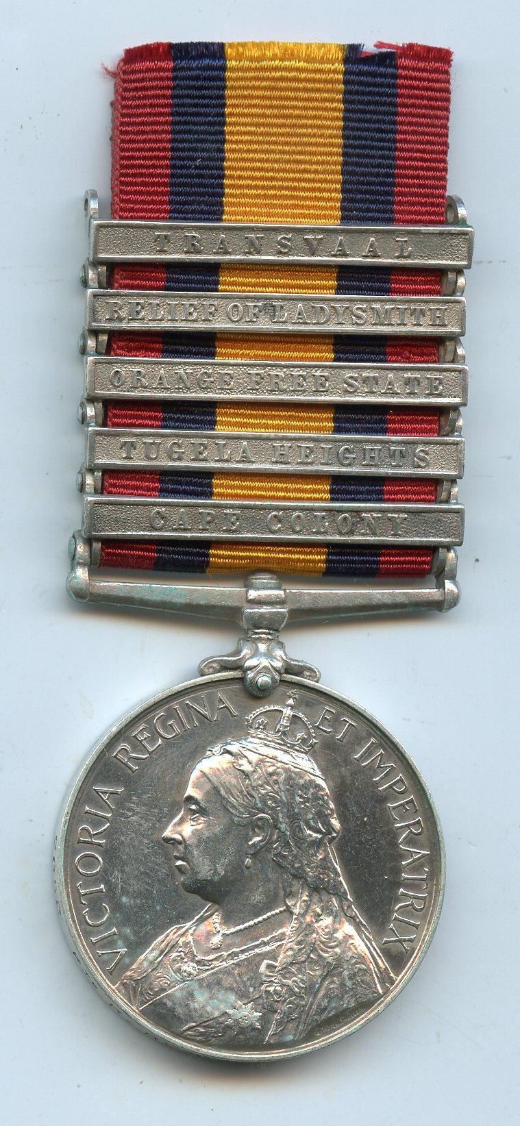 Queens South Africa Medal To Pte Robert Roach, Royal Scots Fusiliers