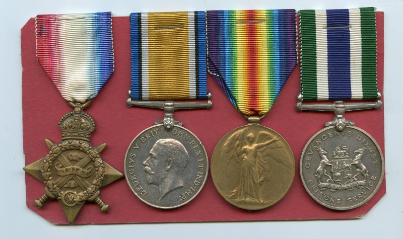 WW1 1914 Mons Trio & South Africa Prisons Service medal To Pte William Brooker, Royal Scots Fusiliers