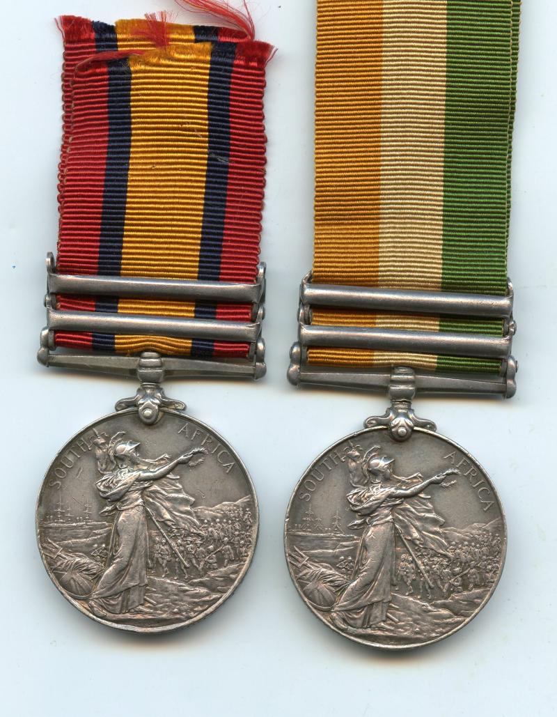 Boer War Pair of Medals To Pte Edward Young , Royal Scots Fusiliers
