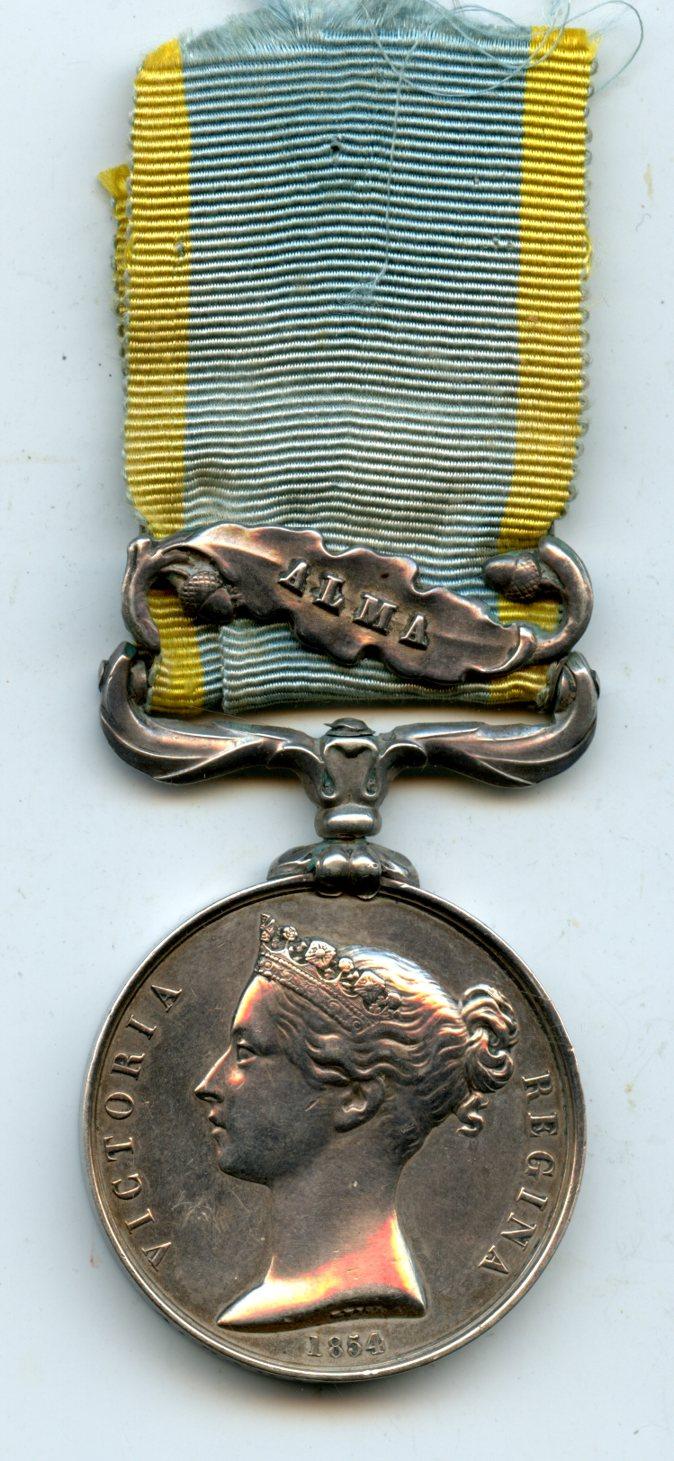 Crimea Medal 1854-56, 1 clasp Alma To Adolphus Sawyer, 21st Regt