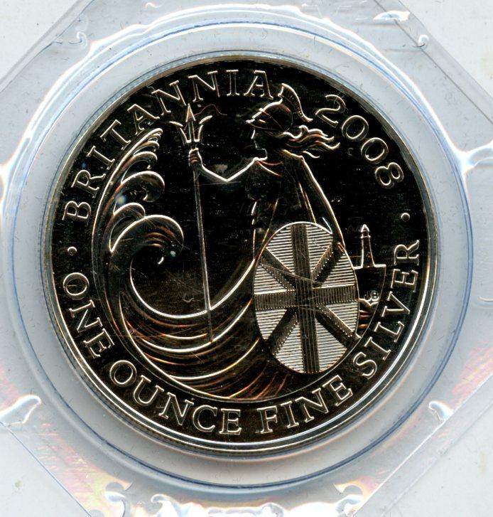 U.K. 2008 Uncirculated Silver One Ounce Britannia Coin
