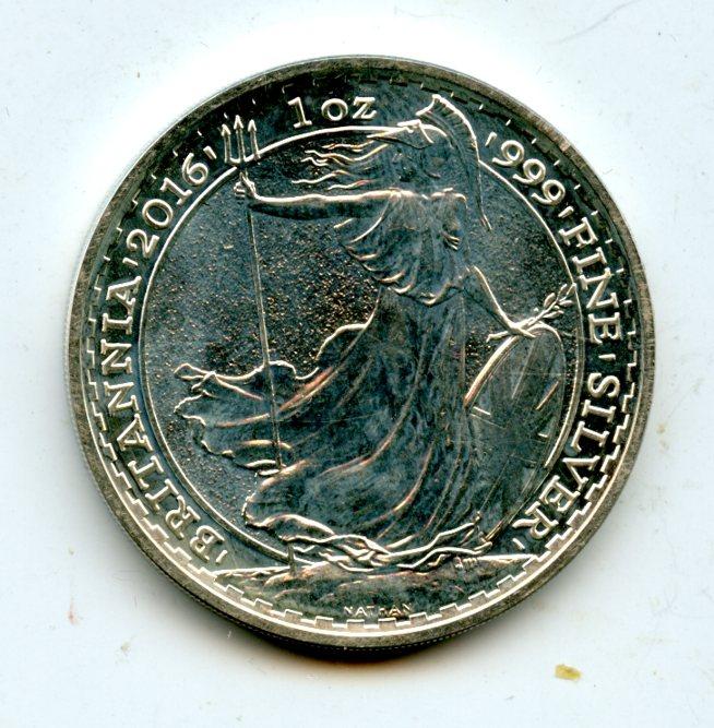 U.K. 2016 Queen Elizabeth II Silver One Ounce Britannia Coin