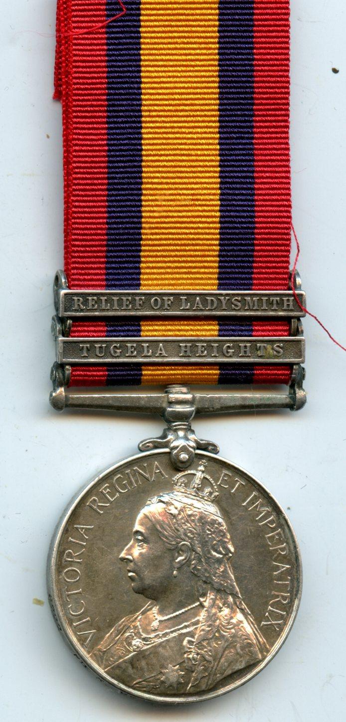 Queens South Africa Medal To Pte R McMullin. Royal Irish Fusiliers