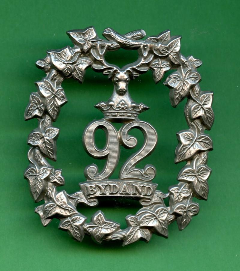 92nd Regiment of Foot (Gordon Highlanders) Glengarry Cap Badge