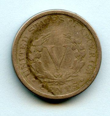United States of America.   U.S.A Nickel Five Cents Coin  Dated 1897