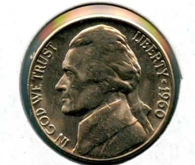 United States of America. U.S.A Nickel Five Cents Coin Dated 1960D