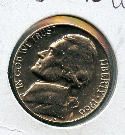 United States of America. U.S.A Nickel Five Cents Coin Dated 1966
