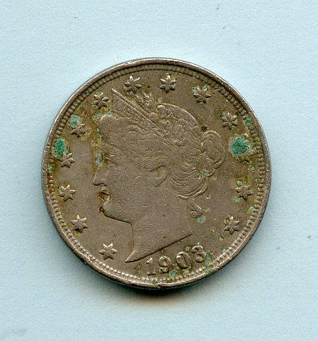 United States of America. U.S.A Nickel Five Cents Coin Dated 1903