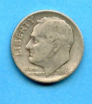 U.S.A. United States of America Silver Dime 10 Cents Coin Dated 1950s