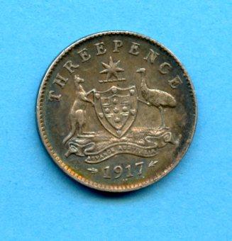 Australia  Silver Threepence Coin Dated 1917