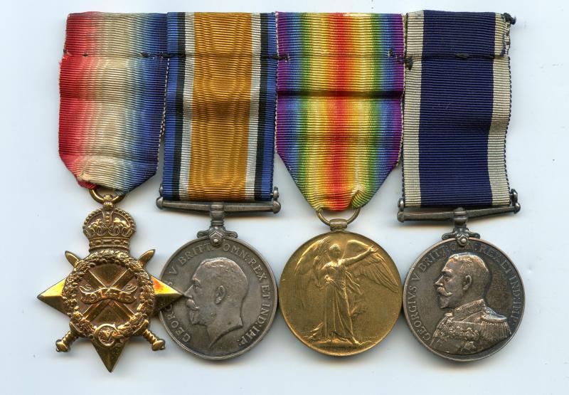 WW1 Trio & Navy Long Service Medal Group To Petty Officer John Lyon, Royal Navy HMS Vernon