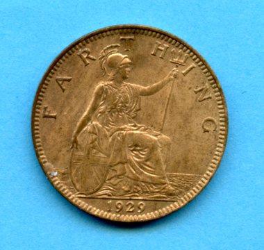 UK George V 1929 Farthing Coin