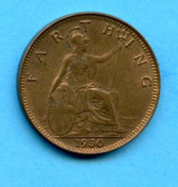 UK George V 1930 Farthing Coin