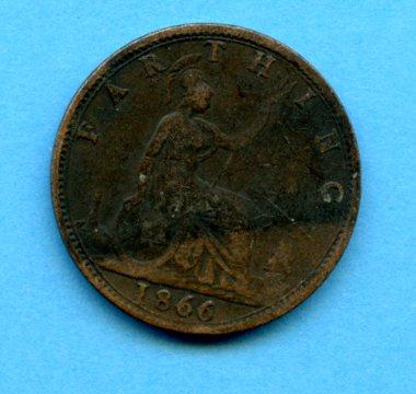 UK Queen Victoria  1866 Farthing Coin