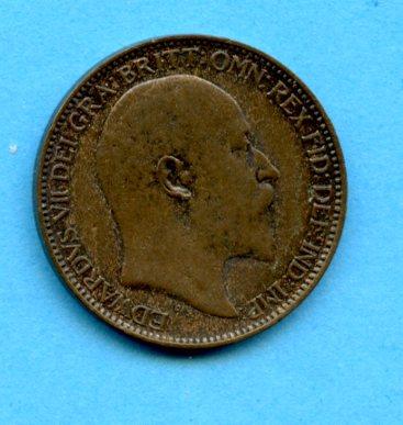 UK Edward VII  1909 Farthing Coin