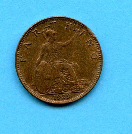 UK George V 1929 Farthing Coin