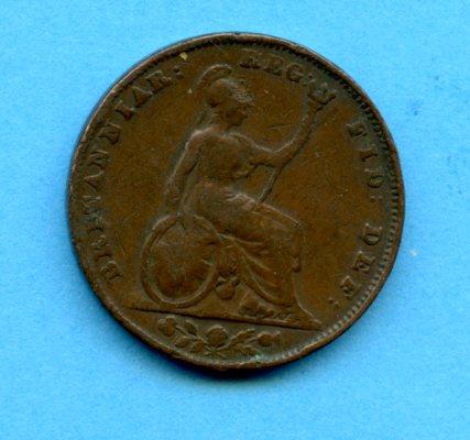UK Queen Victoria Farthing Coin Dated 1843